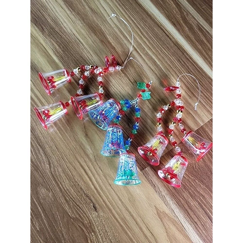 Lot Of 3 Vintage Acrylic Ornaments‎ Christmas MCM 70s Beaded Holiday Decoration